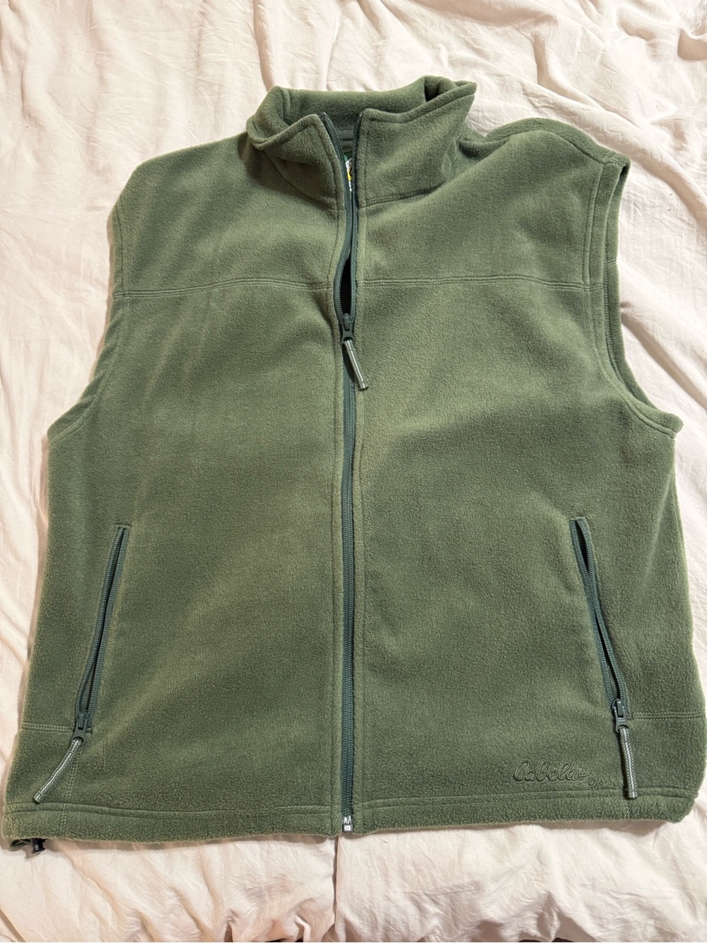 Men's Olive Green Cabelas Fleece Vest